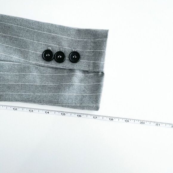 FB Sister Womens Blazer Jacket Cropped Button Stripes Gray White Small - Picture 8 of 8